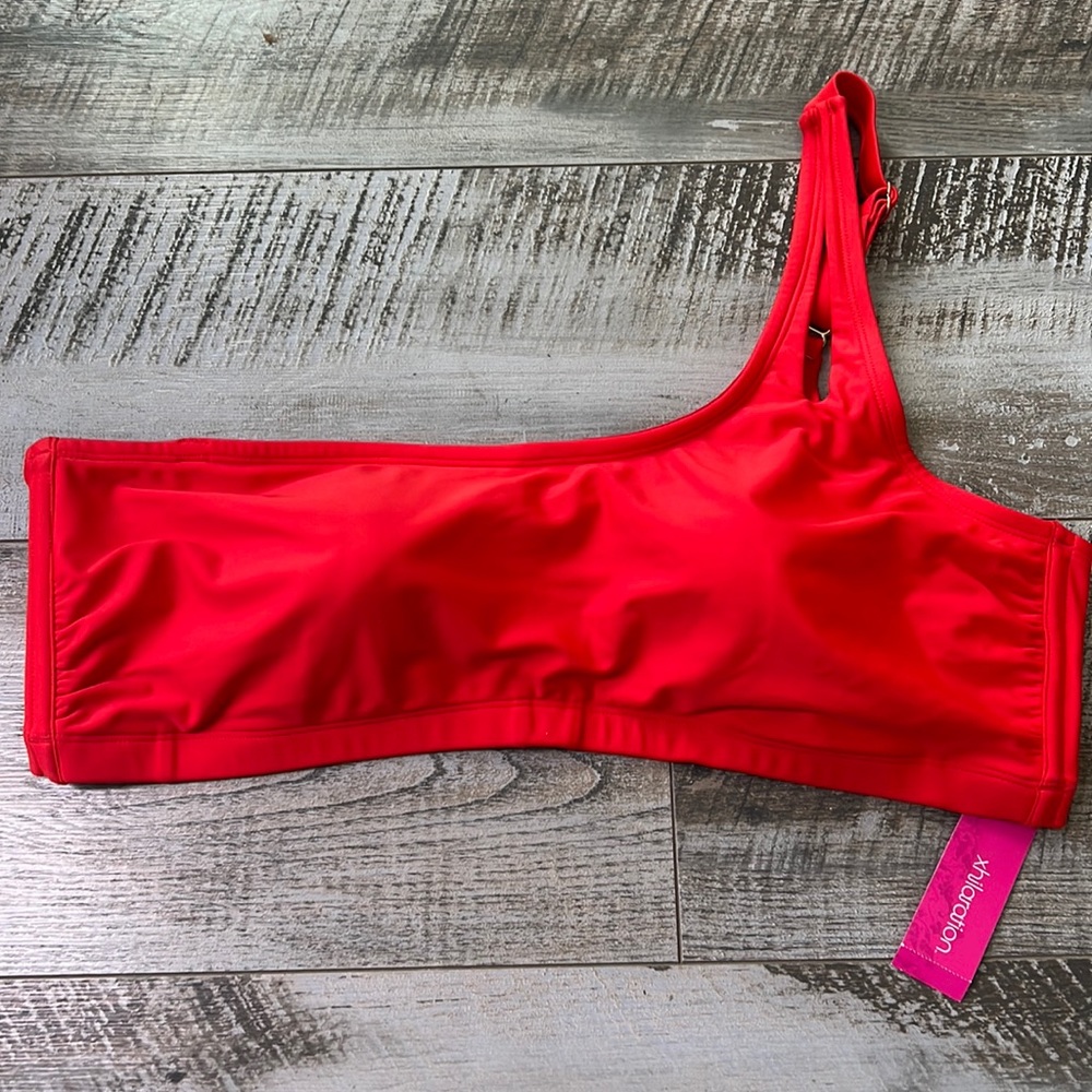 Xhilaration one shoulder red bikini top